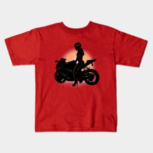 Motorradfahrerin Kids T-Shirt